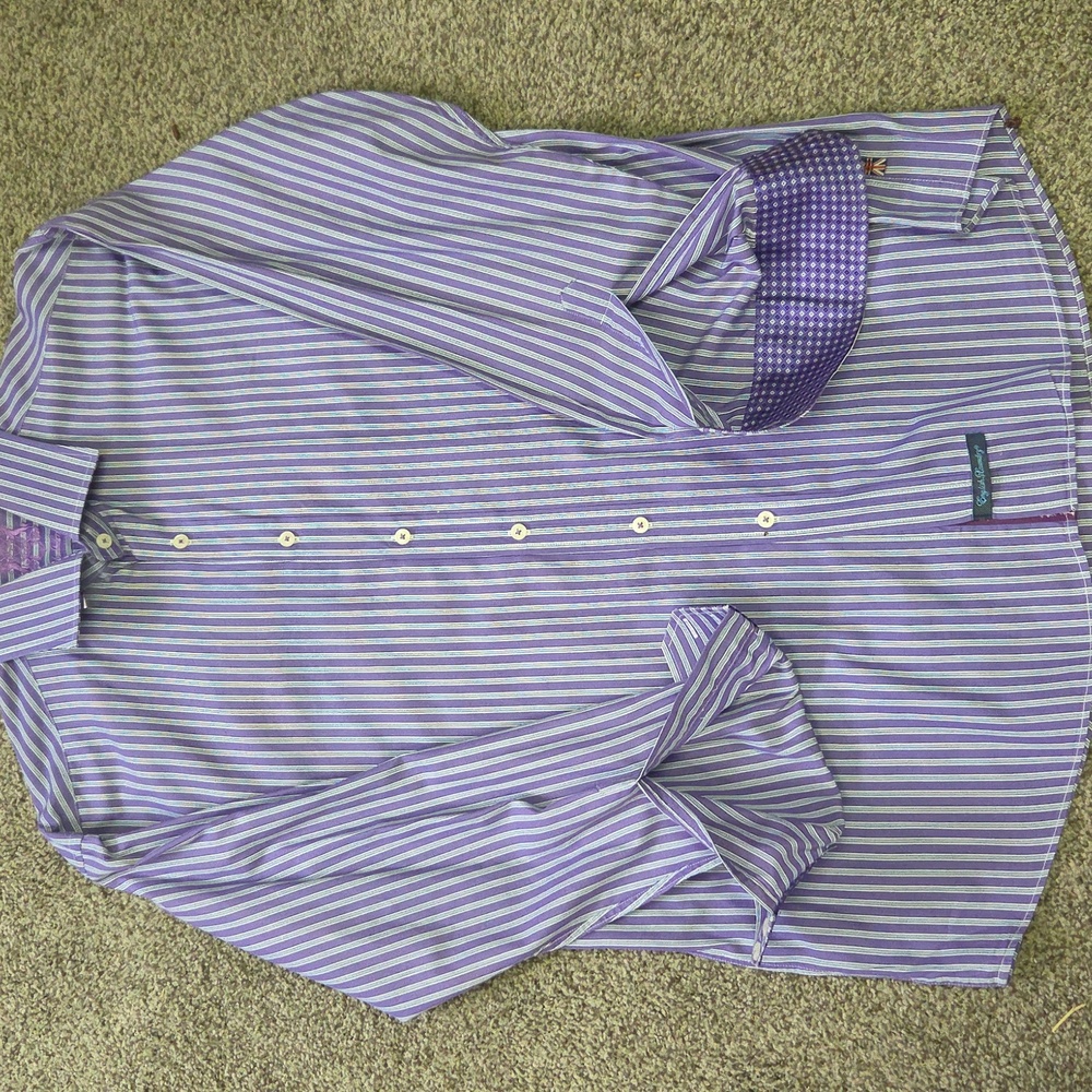 English Laundry NWOT Purple Striped Men's Shirt SZ 17